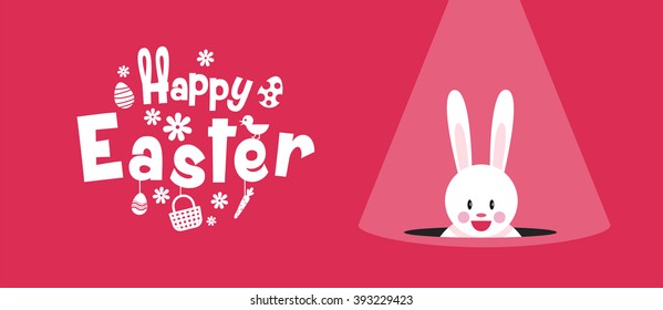 happy easter, typography, cartoon charactor
