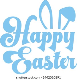 Happy Easter typography clip art design on plain white transparent isolated background for card, shirt, hoodie, sweatshirt, apparel, tag, mug, icon, poster or badge