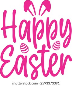 Happy Easter typography clip art design on plain white transparent isolated background for card, shirt, hoodie, sweatshirt, apparel, tag, mug, icon, poster or badge