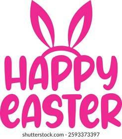 Happy Easter typography clip art design on plain white transparent isolated background for card, shirt, hoodie, sweatshirt, apparel, tag, mug, icon, poster or badge