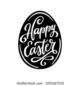 Happy Easter typography. Cute modern calligraphy Easter greeting card. Vector vintage illustration.