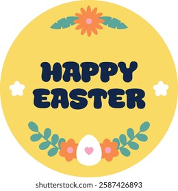 Happy Easter Typography Isolated White Background 