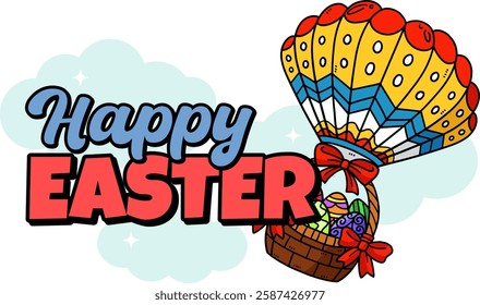 Happy Easter Typography Isolated White Background 