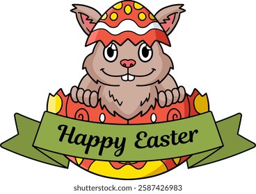 Happy Easter Typography Isolated White Background 