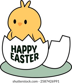 Happy Easter Typography Isolated White Background 