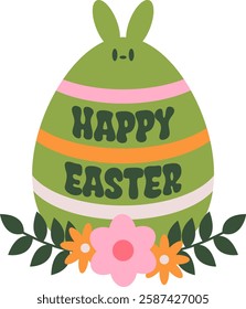 Happy Easter Typography Isolated White Background 