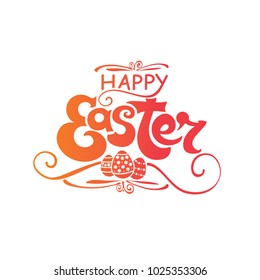 Happy Easter. Typography Lettering Design. Isolated template on white background.