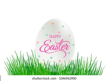 Happy Easter Typography on decorated Easter eggs-Easter banner and greeting card template