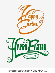 Happy Easter typography swirl label vector 4. Good use for sticker design, invitation element, title label card design, or any design you want. Easy to use, edit, or change color.
