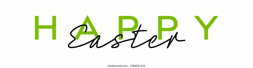 Happy Easter typography text banner, Easter lettering logo	