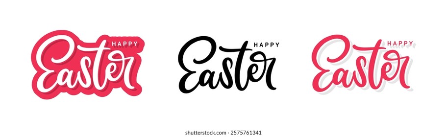 Happy Easter typography text lettering. Holiday calligraphy for design.