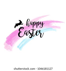 HAPPY EASTER TYPOGRAPHY TEXT. PAINTED BRUSH ART. LETTERING BACKGROUND