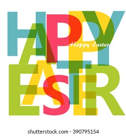 Happy Easter Typography With Transparent Letters, Vector 