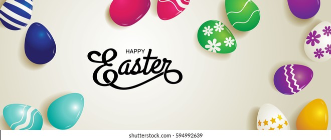 happy easter, typography, vector illustration.