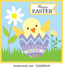 Happy easter vard design with chick and egg