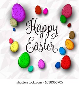 Happy Easter with variety of Easter eggs., illustration. Great for your design of poster, greeting card and banner.