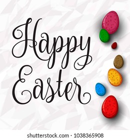 Happy Easter with variety of Easter eggs., illustration. Great for your design of poster, greeting card and banner.