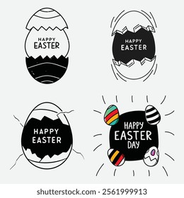 Happy easter vector art set 