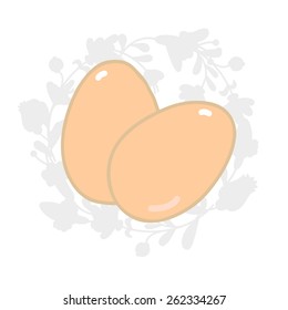 Happy Easter vector background. Egg sticker. Greeting card.