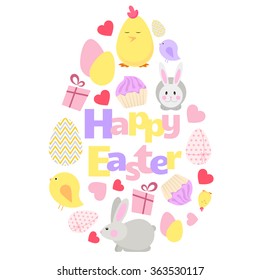 Happy Easter vector background. Great for Easter design card, web site and other. Vector illustration. More Easter illustrations you can find in my portfolio