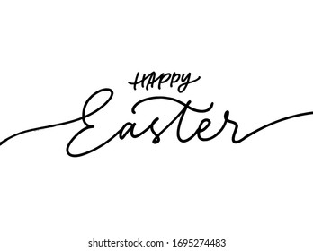 Happy Easter vector calligraphy and brush pen lettering. Hand drawn holiday ink illustration. Modern brush calligraphy isolated on white. Design for greeting card and invitation of Happy Easter day