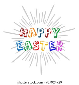 Happy Easter vector calligraphy text trendy easter background vintage