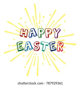 Happy Easter vector calligraphy text trendy easter background vintage