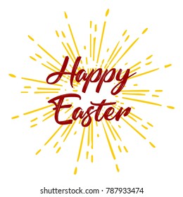 Happy Easter vector calligraphy text trendy easter background vintage
