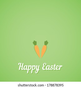 Happy Easter vector card background with carrots for Easter Bunny on green backdrop in zine collage style with copy space