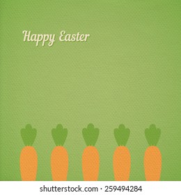 Happy Easter vector card with carrots for Easter Bunny on green background in zine collage style, realistic paper cardboard texture and copy space