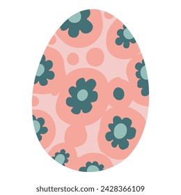 Happy Easter vector card colorful egg. Design of Spring greeting card. Vertical card with egg, spring flowers design decorative.