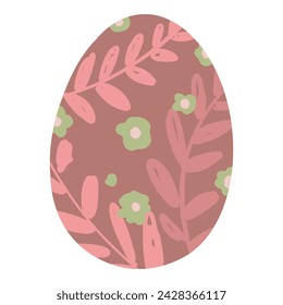 Happy Easter vector card colorful egg. Design of Spring greeting card. Vertical card with egg, spring flowers design decorative.