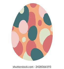 Happy Easter vector card colorful egg. Design of Spring greeting card. Vertical card with egg, spring flowers design decorative.