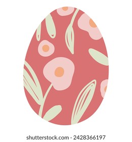 Happy Easter vector card colorful egg. Design of Spring greeting card. Vertical card with egg, spring flowers design decorative.