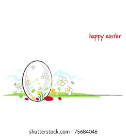 happy easter vector card. The illustration works great as a website header also or as a horizontal or squared banner. A lot of copy space to add your own easter message!