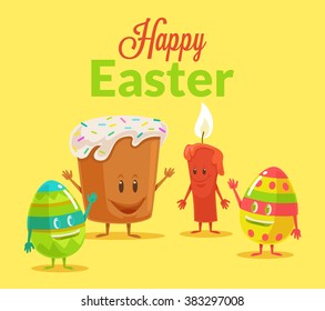 Happy Easter. Vector cartoon illustration