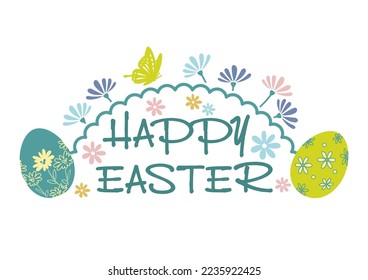 Happy Easter Vector Colorful Symbol Logo Isolated On A White Background. 
