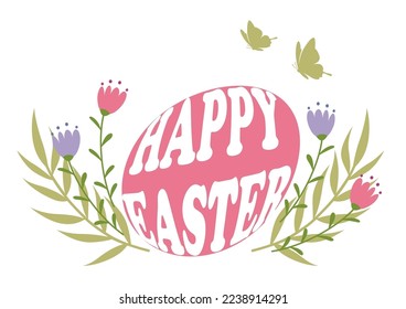 Happy Easter Vector Colorful Symbol Logo Isolated On A White Background. 
