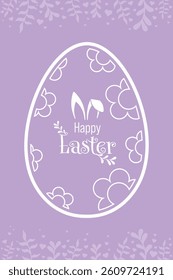 Happy Easter Vector Creative Greeting Card or Banner Design. Decorated Easter Eggs, Bunny Ears, Spring Flowers and Plants decorations. Painted and Ornamental Eggs. Creative Easter and Spring Frame. 