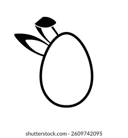 Happy Easter Vector Creative Greeting Card or Banner Frame Template. Easter Egg with Bunny Ears in Silhouette style Creative and Cute Easter and Spring Isolated Banner or Card Design Template.