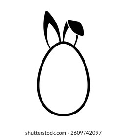 Happy Easter Vector Creative Greeting Card or Banner Frame Template. Easter Egg with Bunny Ears in Silhouette style Creative and Cute Easter and Spring Isolated Banner or Card Design Template.