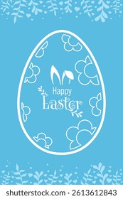 Happy Easter Vector Creative Greeting Card or Banner Design. Decorated Easter Eggs, Bunny Ears, Spring Flowers and Plants decorations. Painted and Ornamental Eggs. Creative Easter and Spring Frame. 