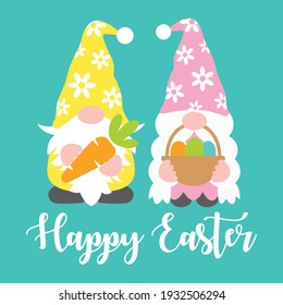 Happy Easter vector design, Easter gnomes file cut, Easter card, Kids Easter clipart