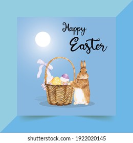 Happy Easter Vector design with Gradient Background. Easter Sunday postcard, card, invitation, poster, banner template lettering typography.