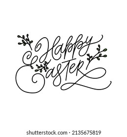 Happy Easter Vector Digital Hand Lettering. Custom Caligraphy Font