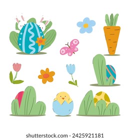 Happy Easter vector flat set