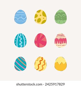 Happy Easter vector flat set,Easter Eggs