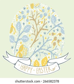 " Happy Easter" vector floral illustration