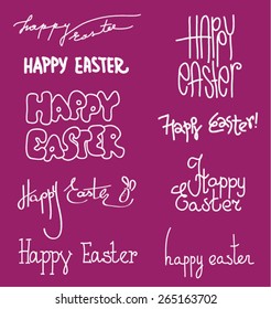 happy easter vector font color set