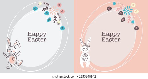 Happy Easter Vector Frame Background Set